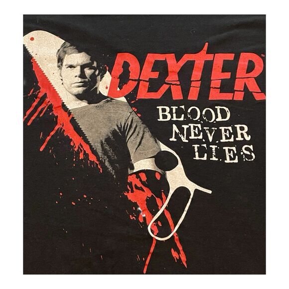 VTG Y2K Dexter Blood Never Lies TV Show Promo Black Men’s Size M T-Shirt - Picture 2 of 3